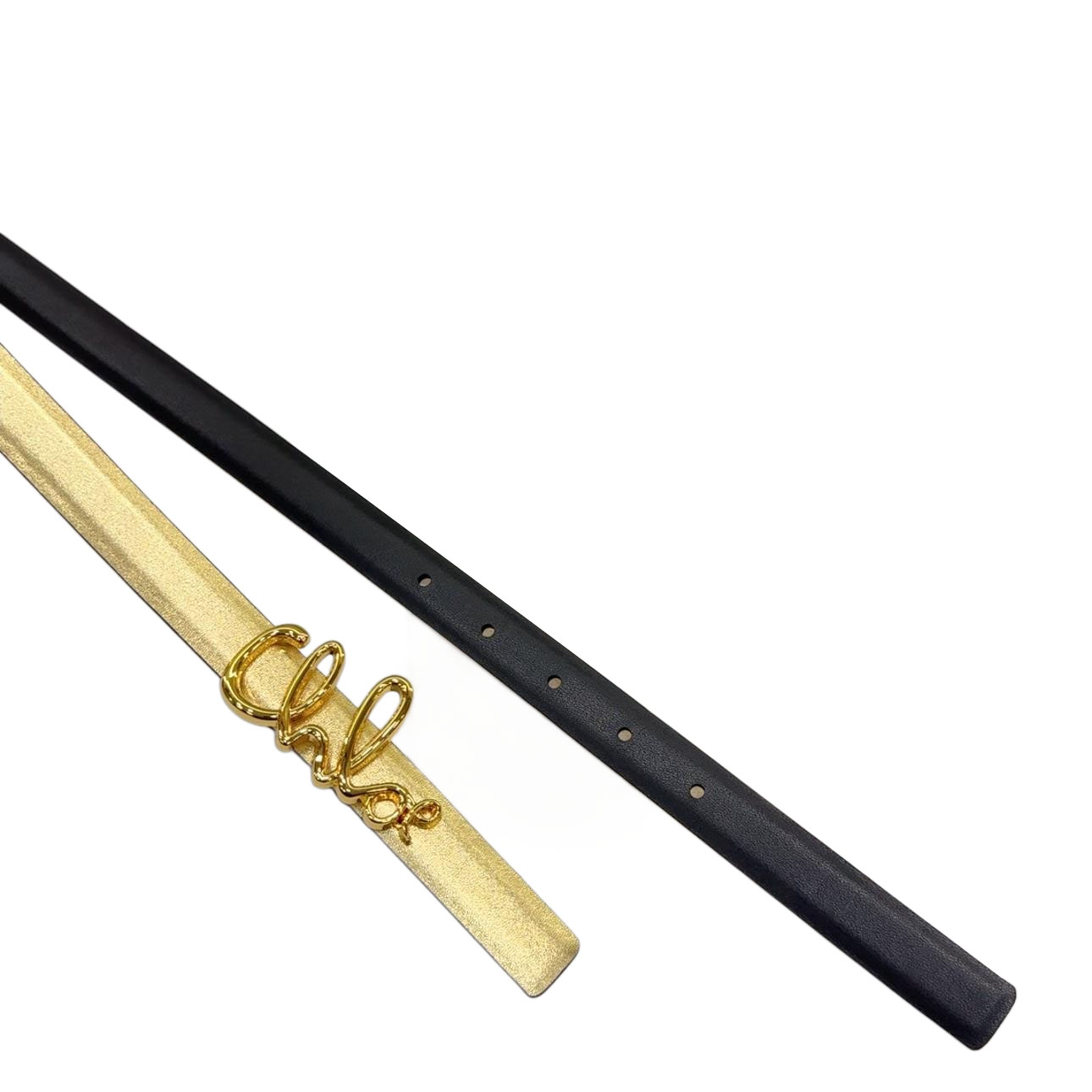 Chloe Logo Buckle Belt In Gold/Khaki/Brown/Red/Pink Calfskin With Gold Hardware 20mm - 图片 2