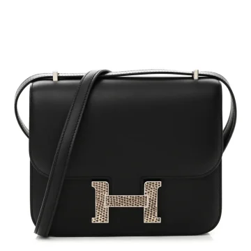 Hermès Constance 18 Black Ombre Veau Monsieur & Lizard Leather Palladium Silver Hardware
