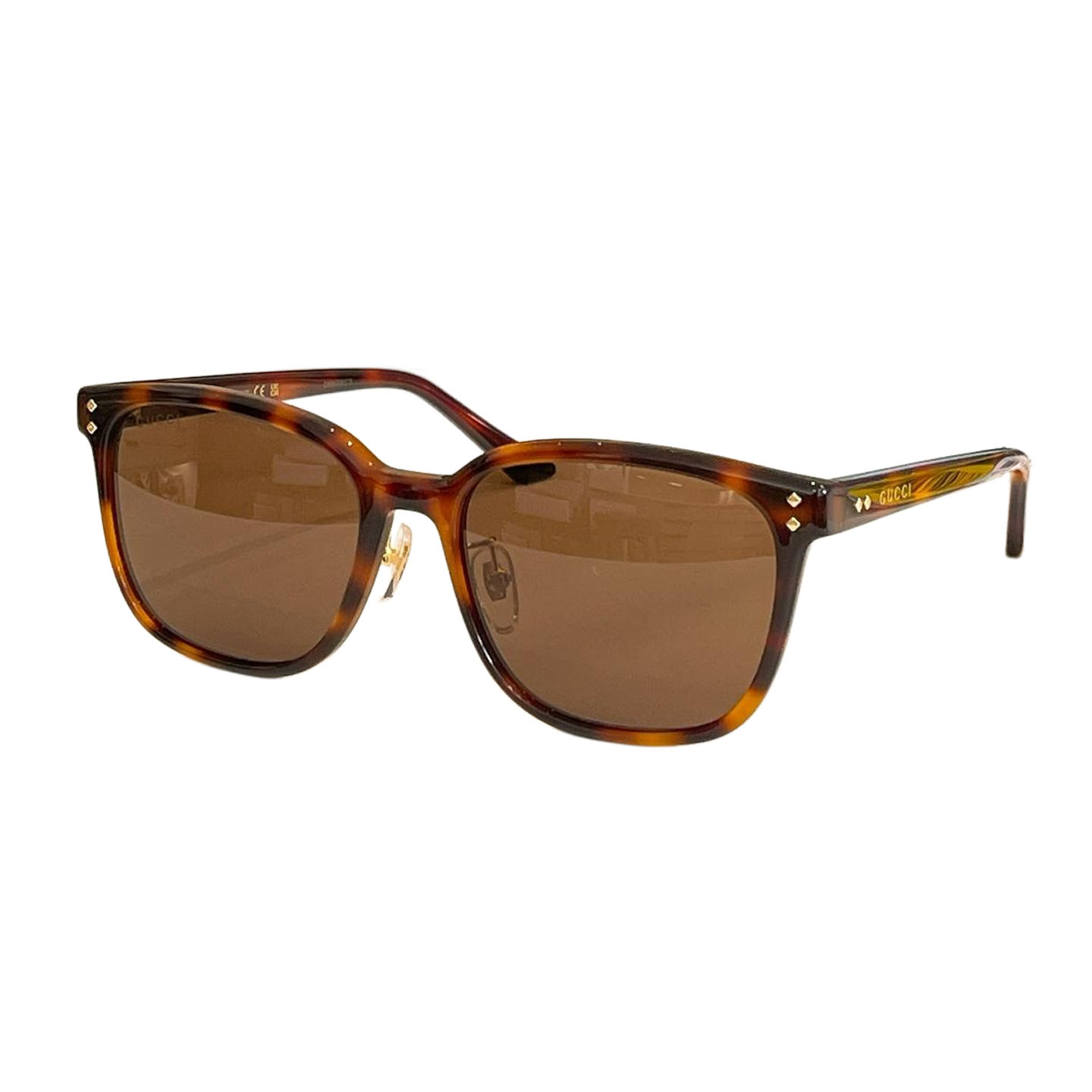 Gucci square frame glasses mustard/black/leopard color Size 57口18-145 - 图片 7