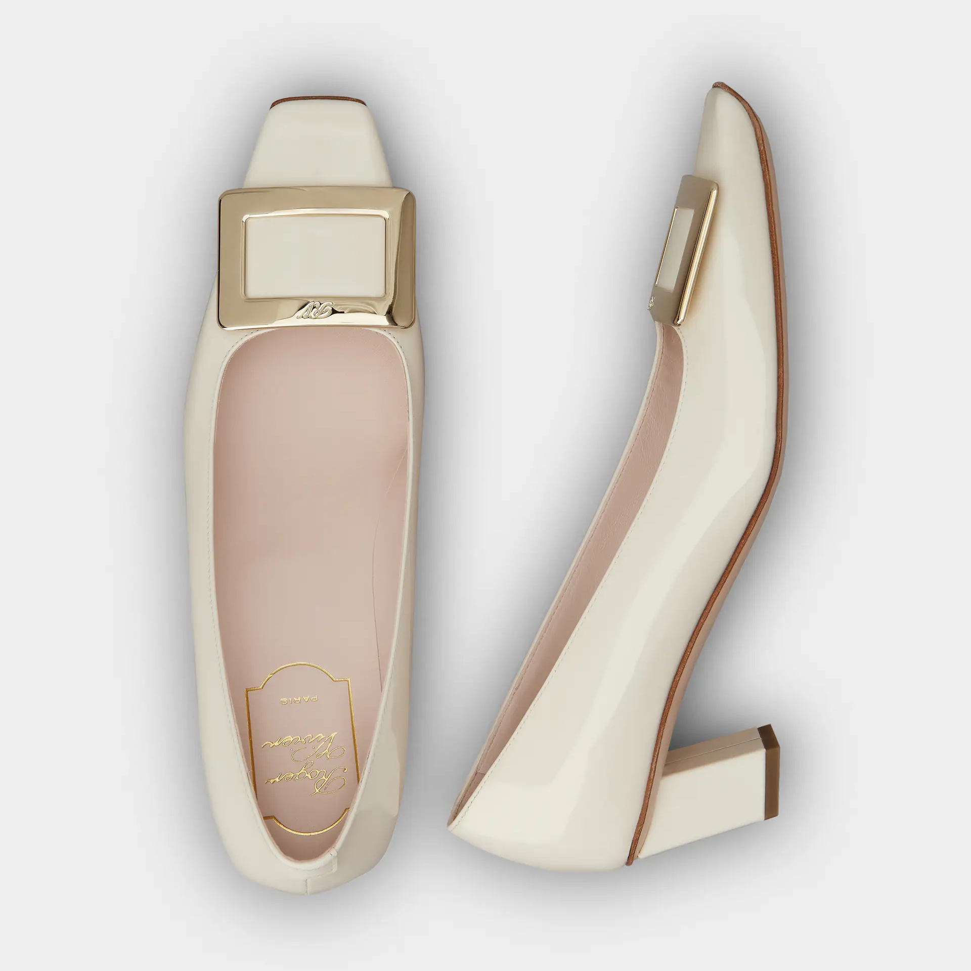 Roger Vivier Belle Vivier Pumps High Heels In White Calfskin Leather With Metal Buckle (Heel Height 4.5cm) - 图片 3