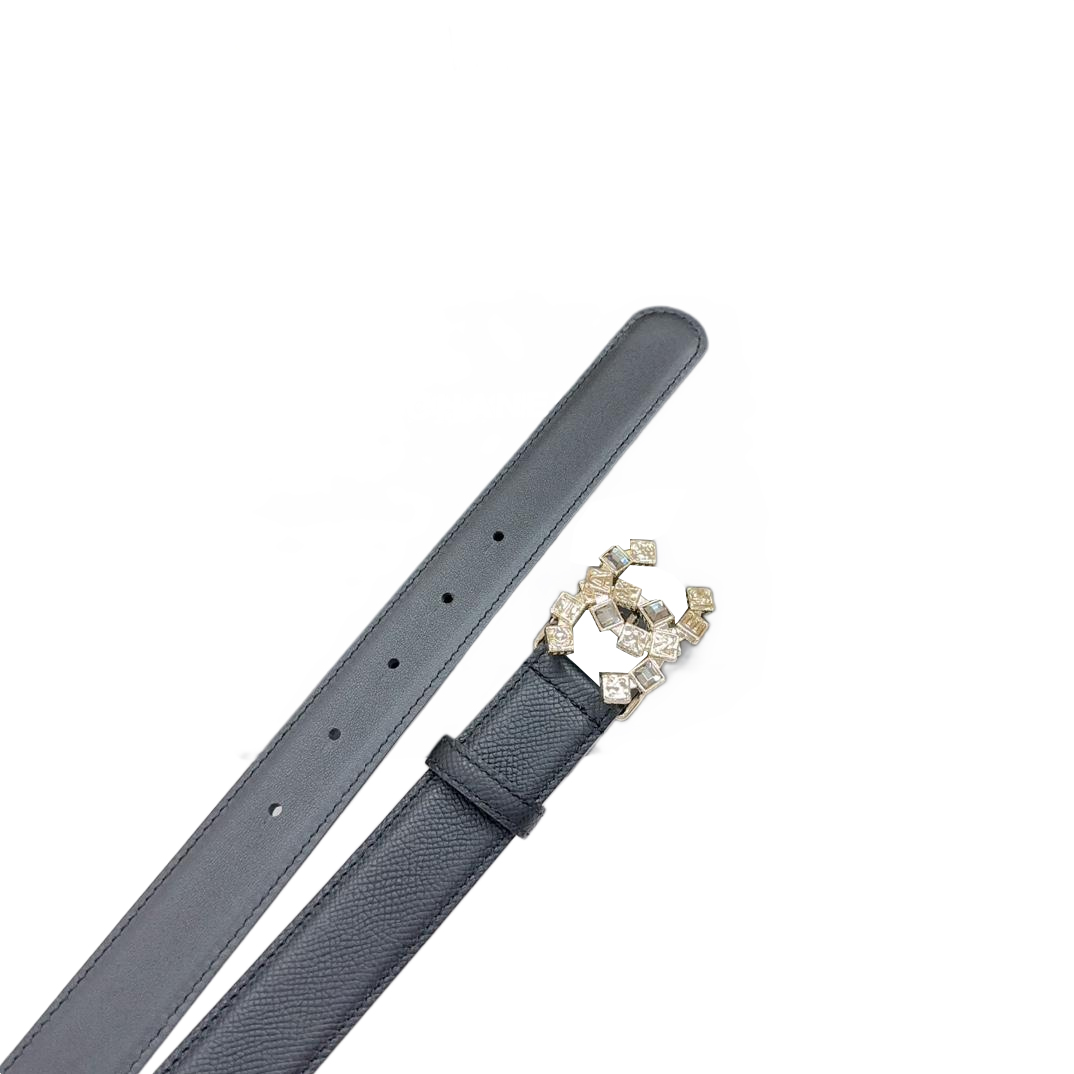 Chanel Women's Decorative CC Buckle Belt In Black/White/Red/Brown Calfskin With Gold Hardware 30mm - 图片 3