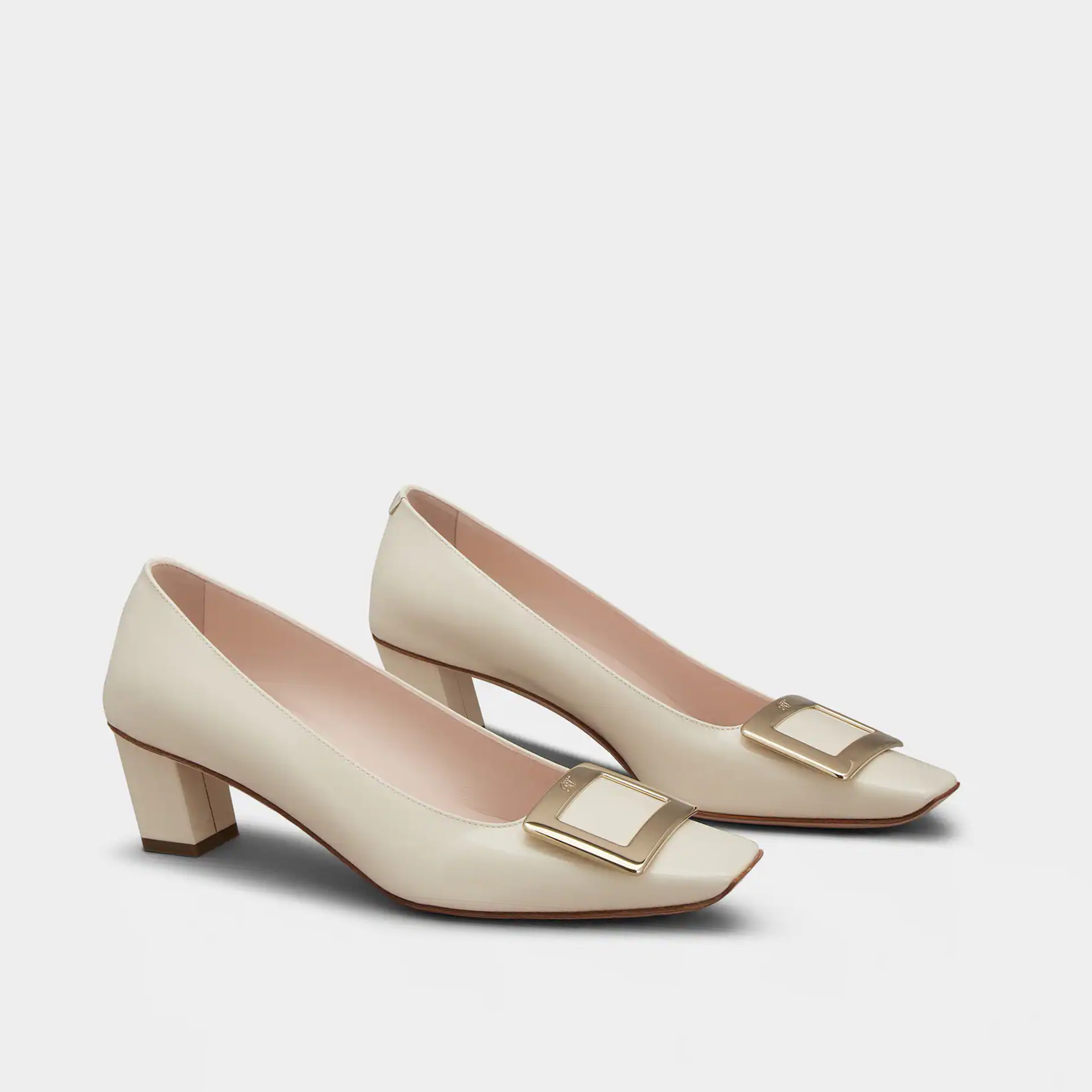Roger Vivier Belle Vivier Pumps High Heels In White Calfskin Leather With Metal Buckle (Heel Height 4.5cm) - 图片 2