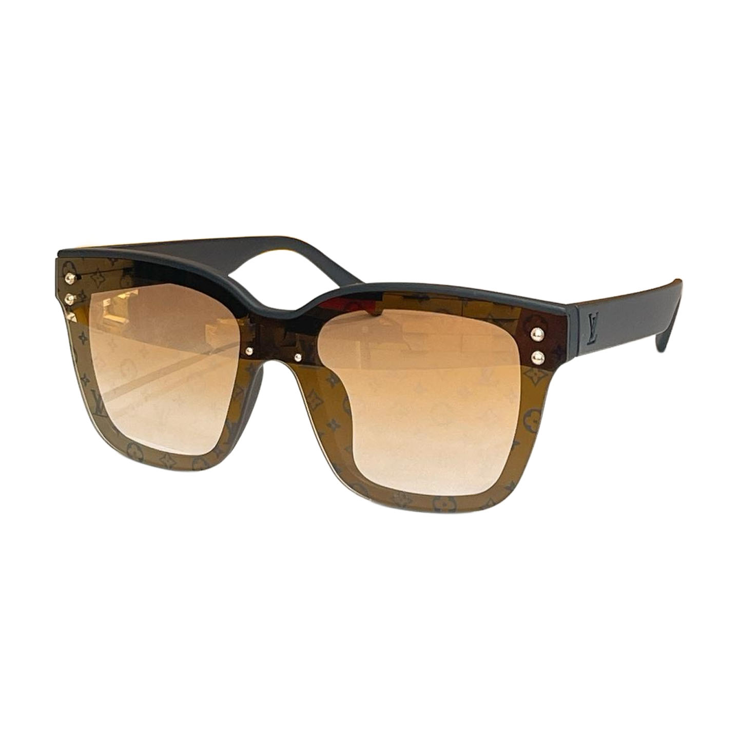 Louis Vuitton square black frame glasses rainbow/blue/tawny/eggplant/black monogram/black color Size 52口22-145 - 图片 3
