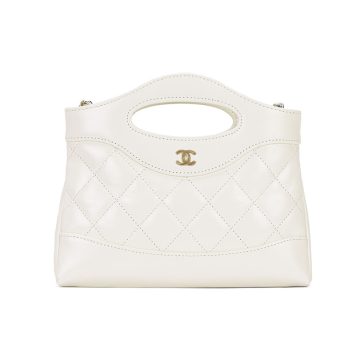 Chanel Quilted Lambskin Leather White / Pink Crossbody Bags