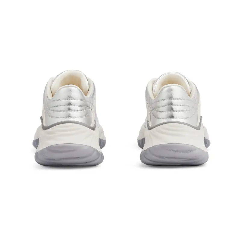 Gucci Ripple series women's thick soled sports shoes white silver Sneakers - 图片 3