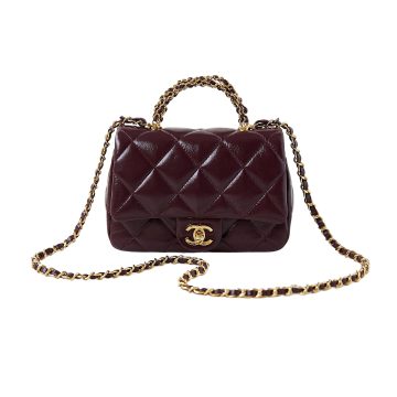Chanel Gold handle handbag wine red/black/White/milk tea color/avocado green crossbody bag