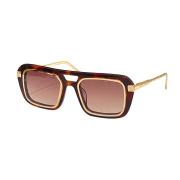 Louis Vuitton square frame glasses leopard gold/marine blue/black silver/black gold color Size 51口22-140