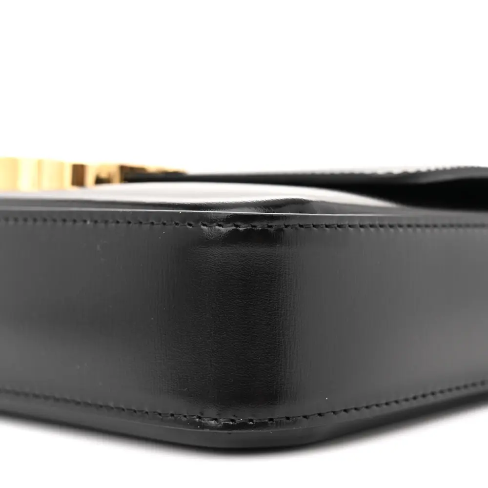 Celine Small Triomphe Chain Shoulder Bag Black Shiny Calfskin Leather Gold Hardware - 图片 5