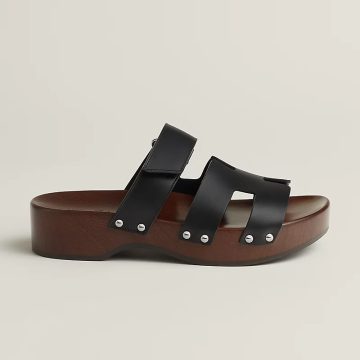 HERMES  Kos Slippers High-heeled slippers Black High Heels Sandal