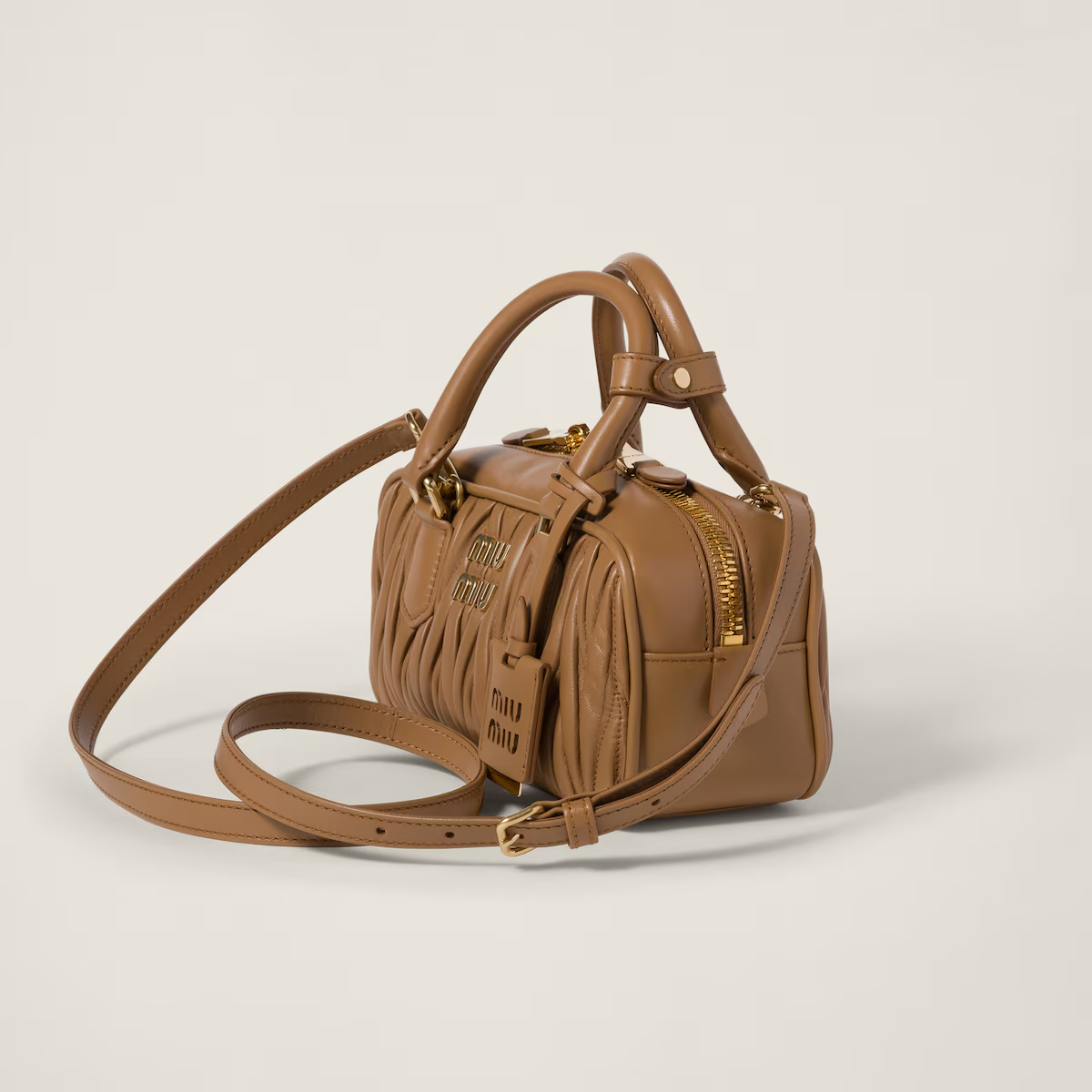 Miu Miu Arcadie matelassé Quilted Lambskin Leather Light Brown Top-Handle Bags - 图片 3