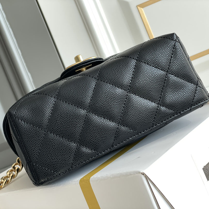 Chanel Box bag small ball print cowhide black gold button crossbody bag handbag - 图片 6