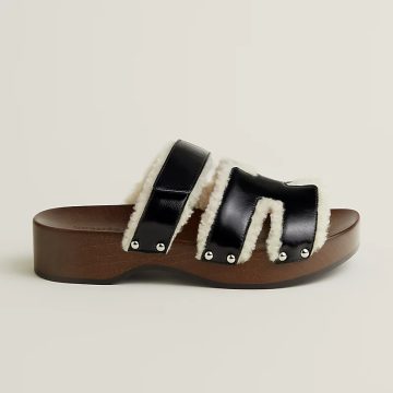 HERMES  Kos Slippers High-heeled slippers Black High Heels Sandal