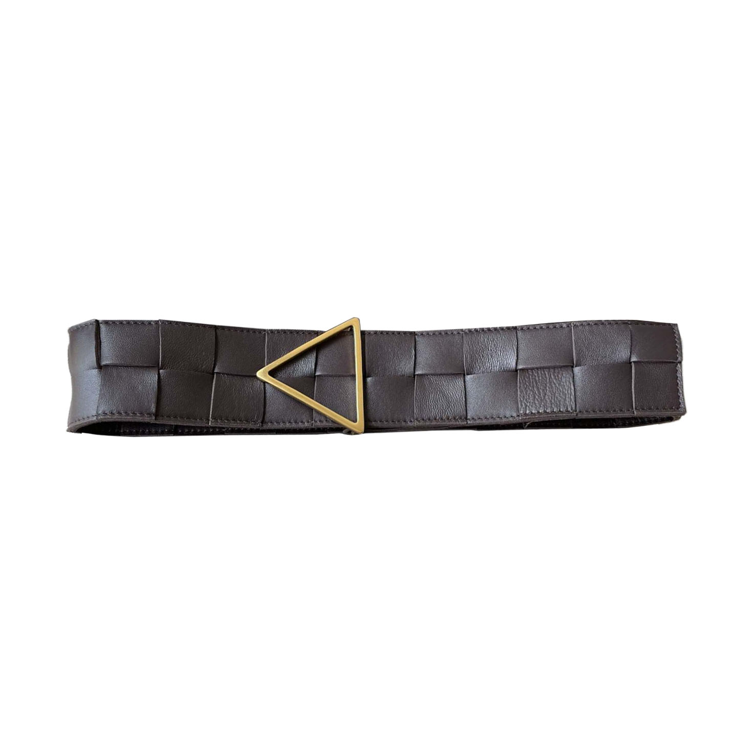 Bottega Veneta Women's Triangle Buckle Maxi Intrecciato Belt In Black/Coffee/Blue/White Calfskin With Gold/Silver Hardware 60mm - 图片 5