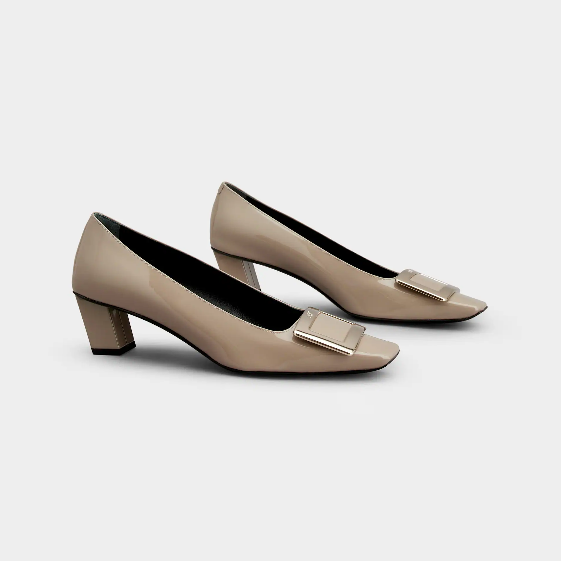 Roger Vivier Belle Vivier Pumps High Heels In Beige Patent Leather With Metal Buckle (Heel Height 4.5cm) - 图片 2