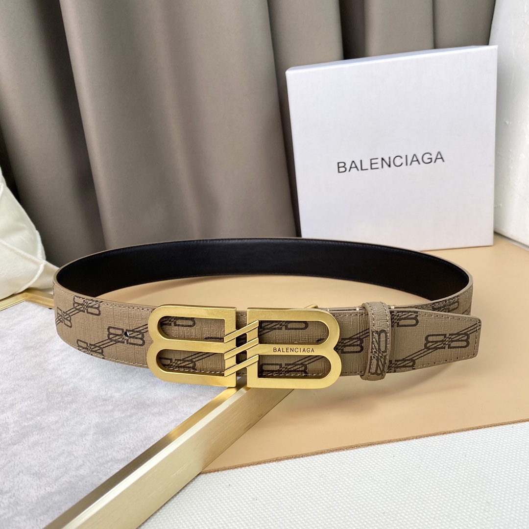 Balenciaga Men's BB Signature Belt In Black/Beige Bb Monogram Coated Canvas With Gold/Silver Hardware 38mm - 图片 5