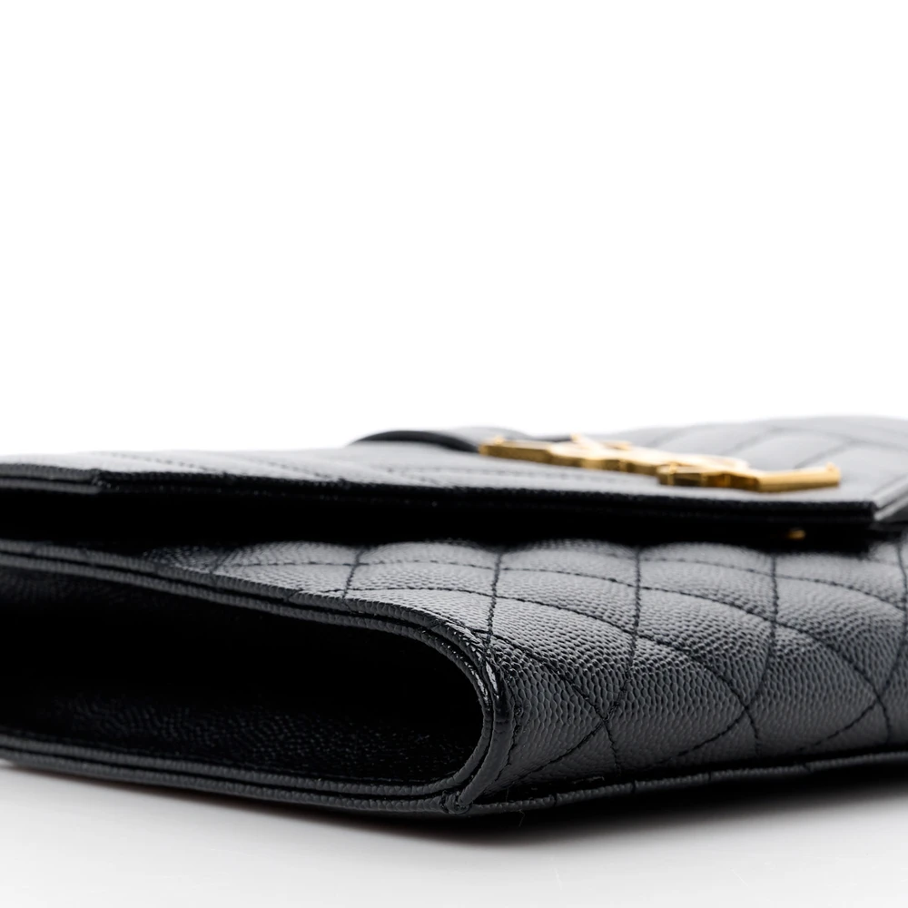 Saint Laurent Medium Clutch Black Triquilt Monogram Grain De Poudre Textured Mixed Matelasse Leather Gold Hardware - 图片 4