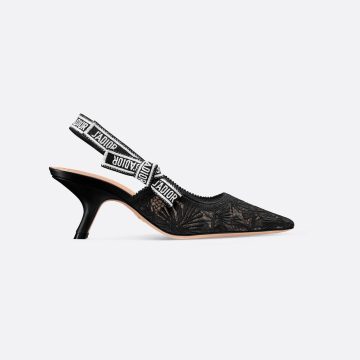 Dior black pointed embroidery heels