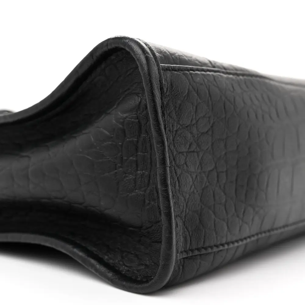 Balenciaga S City Classic Black Crocodile Embossed Matte Supple Lambskin Leather Incognito Hardware - 图片 5