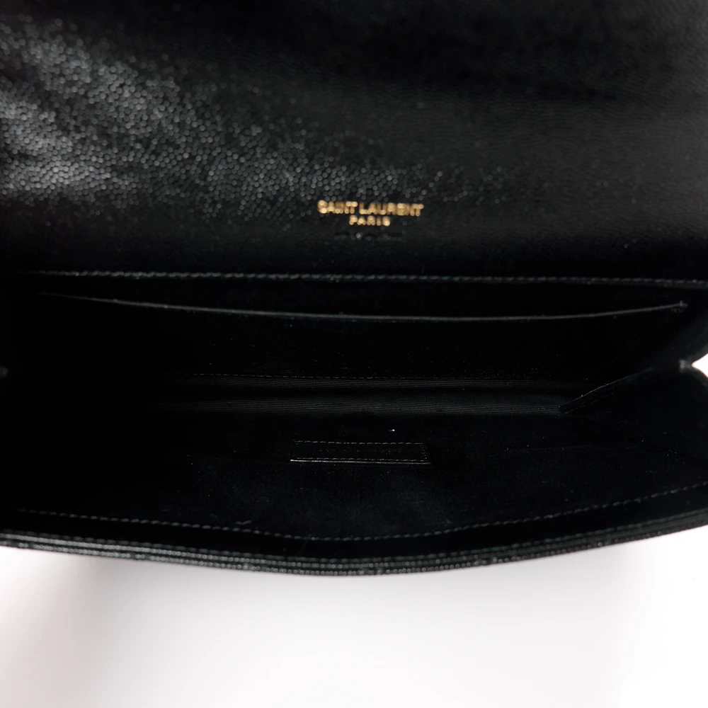 Saint Laurent Medium Clutch Black Triquilt Monogram Grain De Poudre Textured Mixed Matelasse Leather Gold Hardware - 图片 7