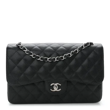 Black Quilted Caviar Designer Handbags