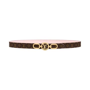 Louis Vuitton Women's Circle Prime Reversible Belt In Pink/Black/White/Brown Calfskin And Monogram Canvas With Gold Hardware 25mm