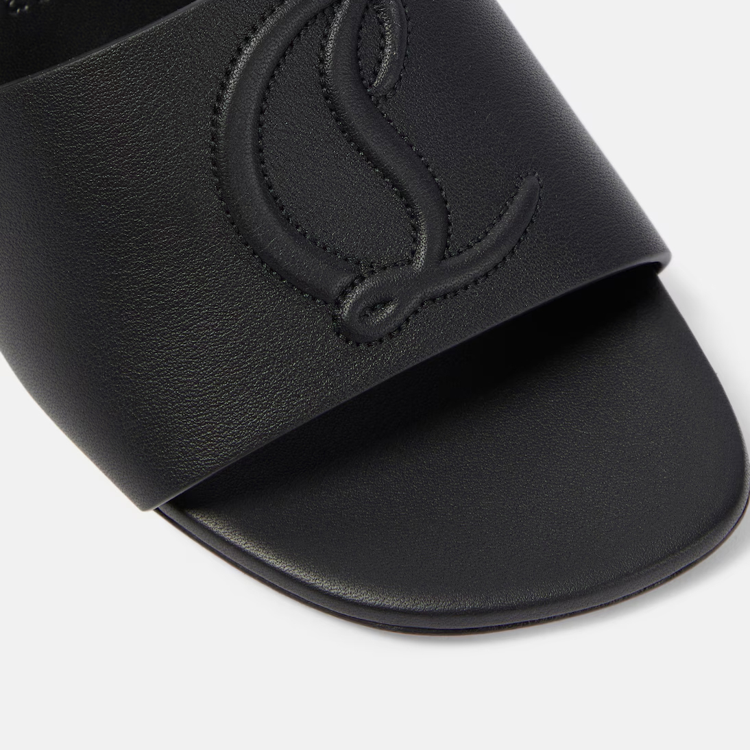 Christian Louboutin Black embossed leather Muller shoes high-heeled slippers - 图片 4