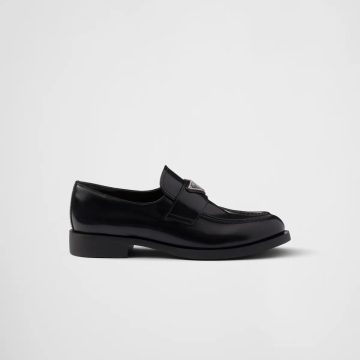 PRADA Black shiny leather loafers