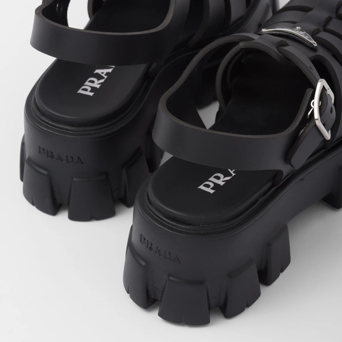 PRADA Black rubber Monolith sandals - 图片 4
