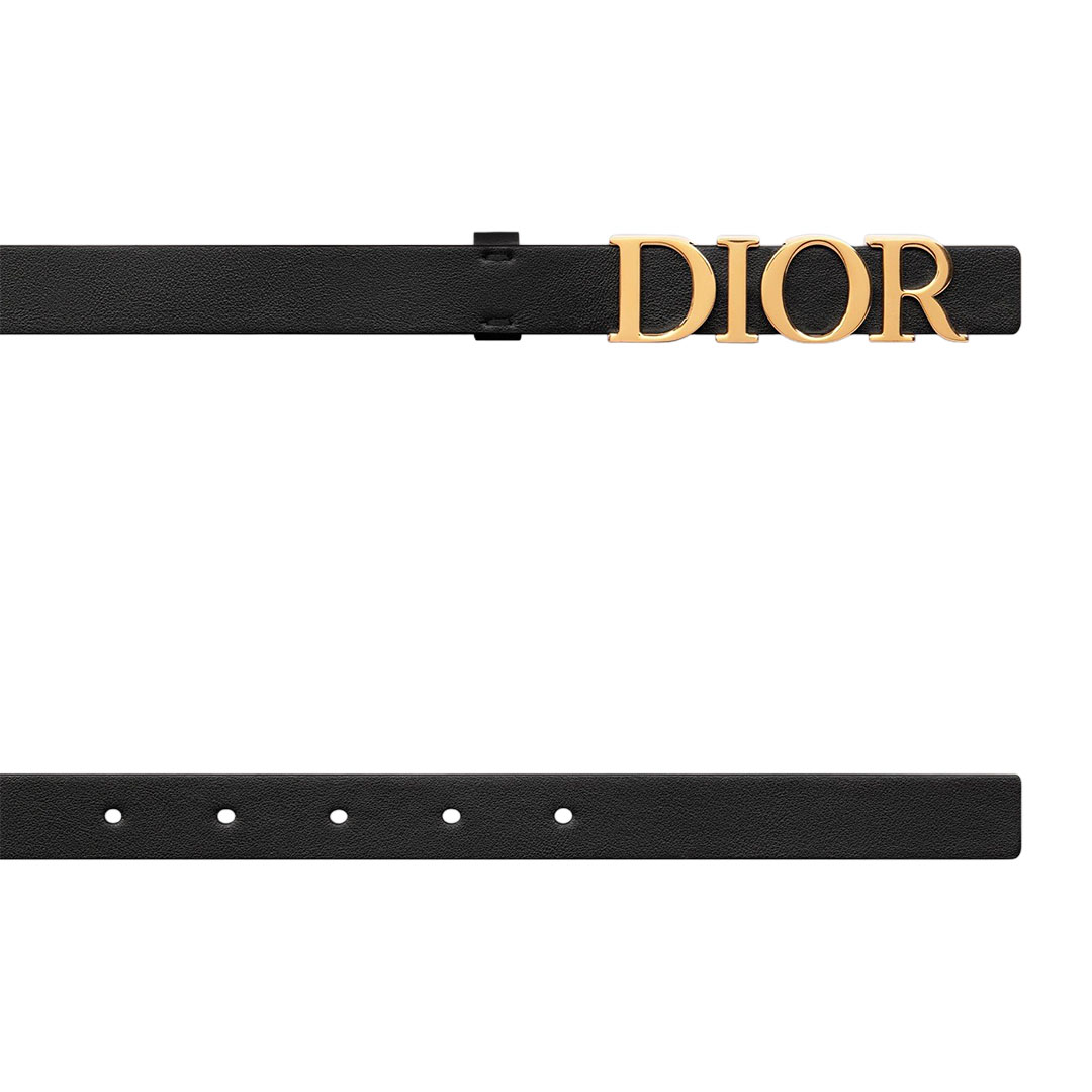 Dior Women' s DIOR Buckle D-Dream Belt In Black/White Calfskin With Gold/Silver Hardware 20mm - 图片 3