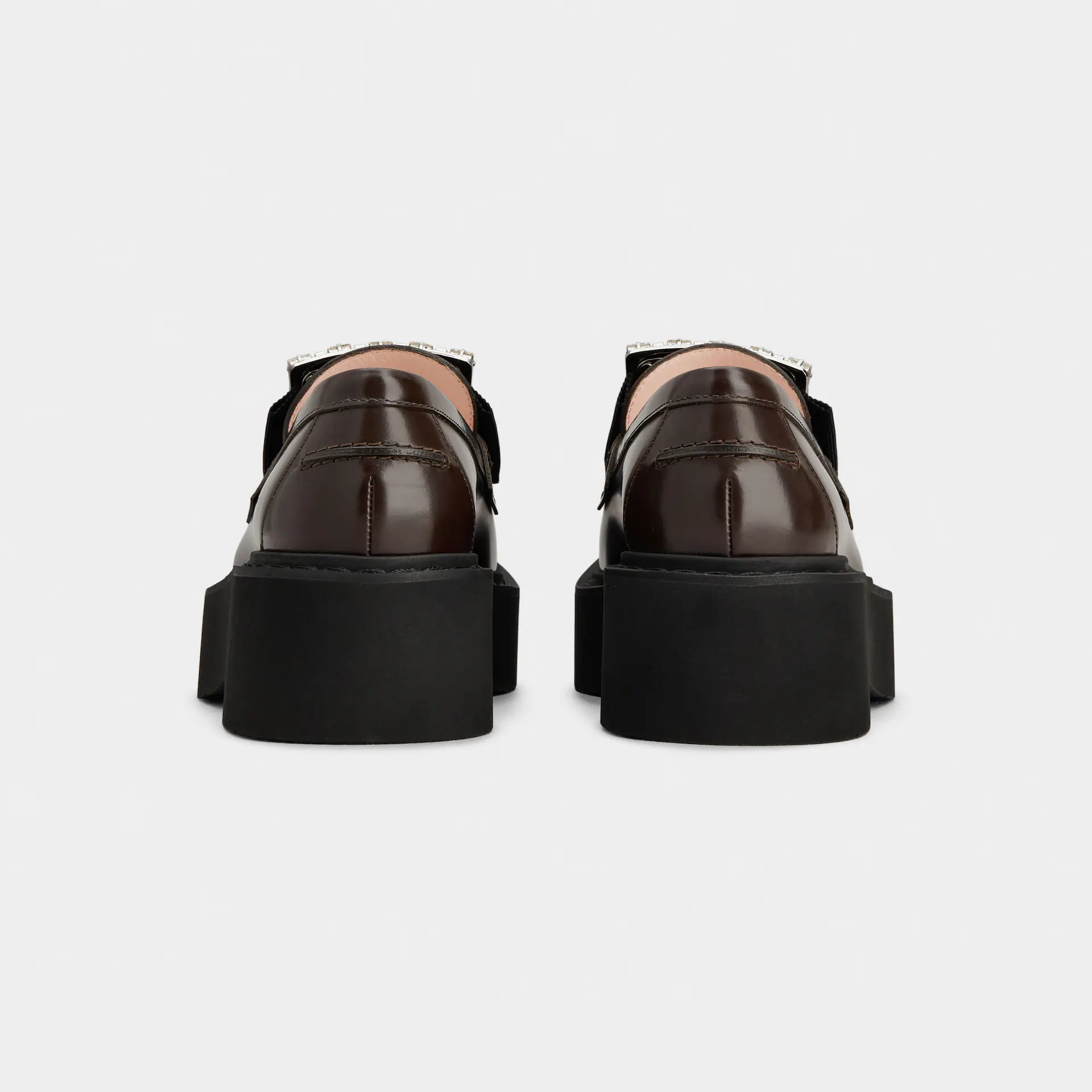Roger Vivier Viv' Rangers Loafers In Brown Leather With Crystal Buckle (Heel Height 5.5cm) - 图片 4