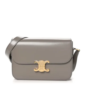 Celine Medium Triomphe Bag Pebble Shiny Calfskin Leather Gold Hardware