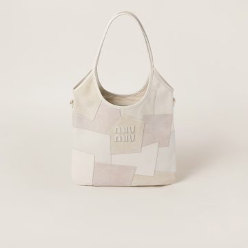 Miu Miu IVY Calfskin Leather Suede splicing Hobo white Tote Bags