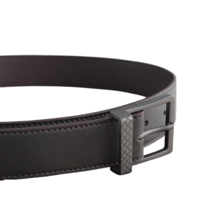 Bottega Veneta Men's Square Buckle Belt In Black/Coffee/Blue Calfskin With Matte Gun Black Hardware 35mm - 图片 8