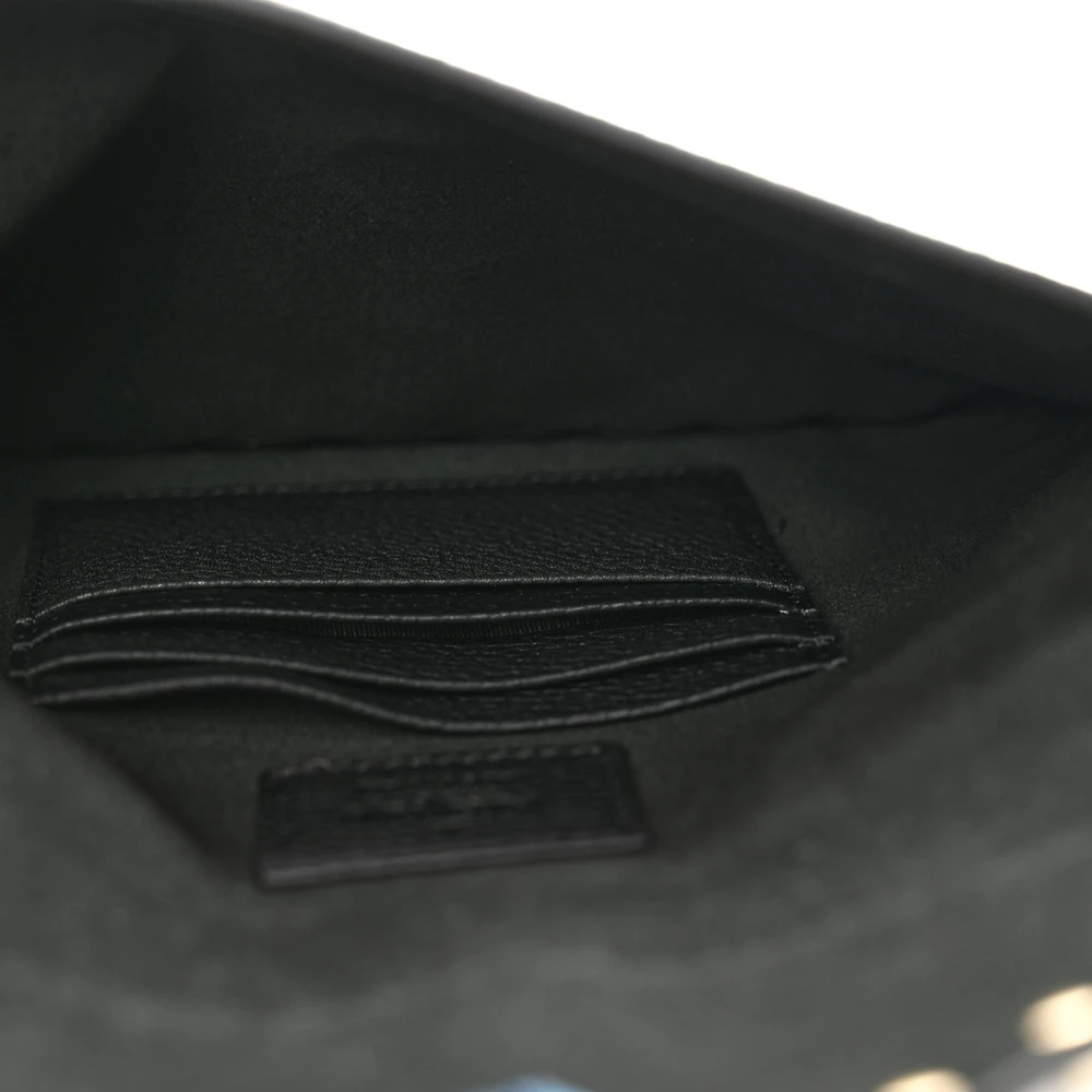Valentino Garavani Medium Rockstud Envelope Flat Wristlet Pouch Black Pebbled Calfskin Leather Light Gold Hardware - 图片 5
