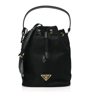 Prada Mini Re-Edition 1978 Bucket Bag Black Re-Nylon & Saffiano Leather Gold Hardware