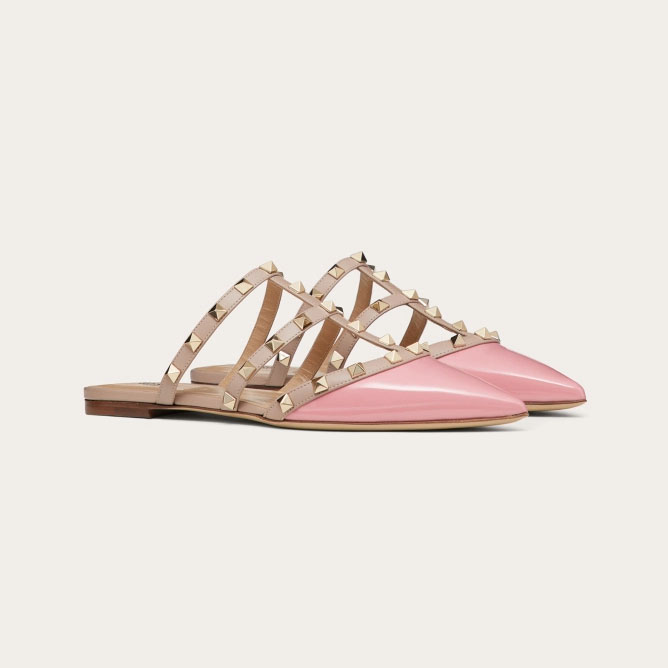 VALENTINO Pink patent leather studded Muller shoes - 图片 2