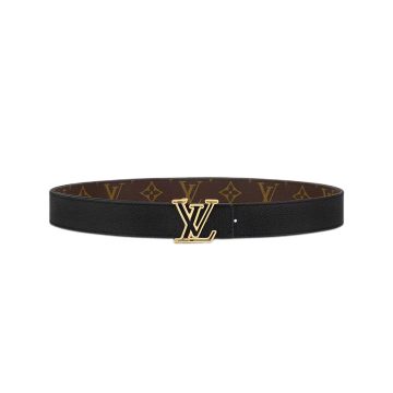 Louis Vuitton Women's Contouring Reversible Belt In Black/Red/Brown Calfskin And Monogram Canvas With Gold/Silver Hardware 30mm