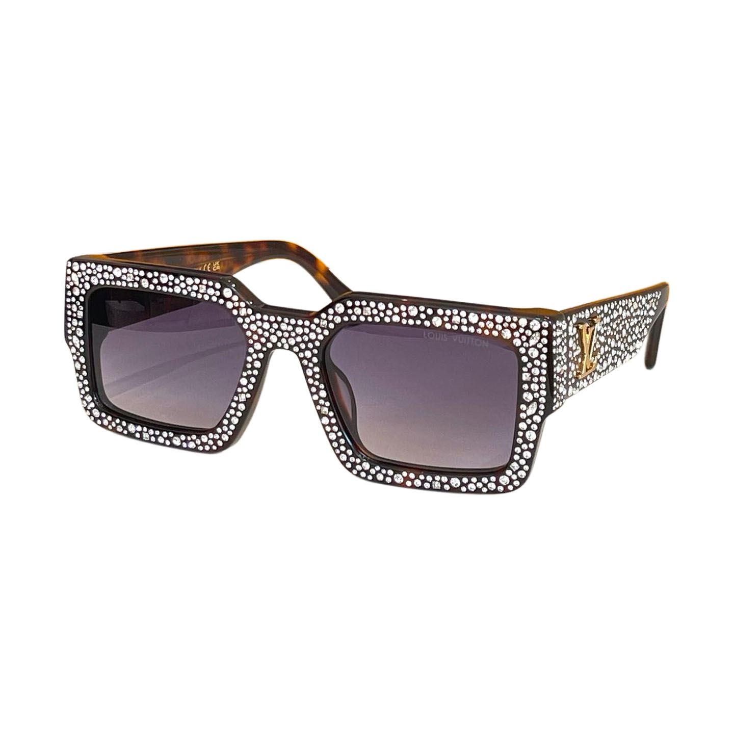 Louis Vuitton Square Glass pearls frame glasses black/eggplant/brown color Size 53口22-145 - 图片 4