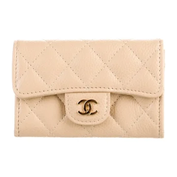Chanel Small Interlocking CC Logo Wallet Neutrals Grained Calfskin Leather Gold Hardware