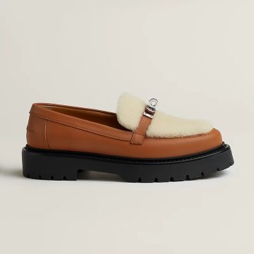 HERMES Icone Brown Loafers