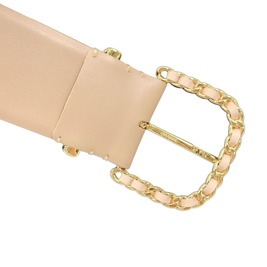 Chanel Chain Buckle Belt In Beige/Pink/Black/Blue Calfskin With Gold Hardware 50mm - 图片 4