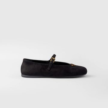 PRADA Surface of wool Flat Shoes black Ballet Shoes