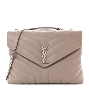 Saint Laurent Medium Loulou Chain Satchel Mink Y-Quilted Monogram Calfskin Leather Silver Hardware