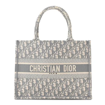 Dior Medium Book Tote Grey Oblique Embroidered Canvas