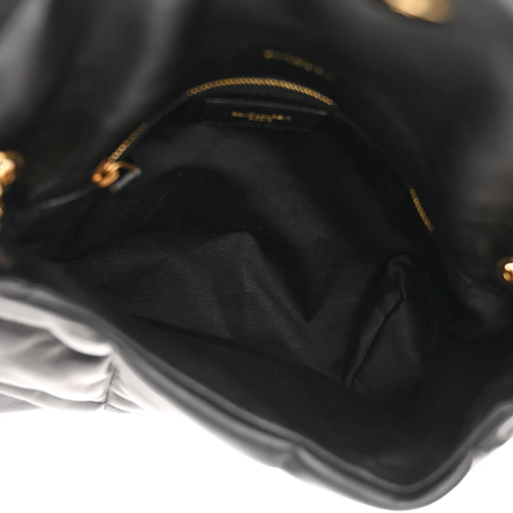 Saint Laurent Small Loulou Chain Satchel Black Quilted Puffer Monogram Lambskin Leather Gold Hardware - 图片 7