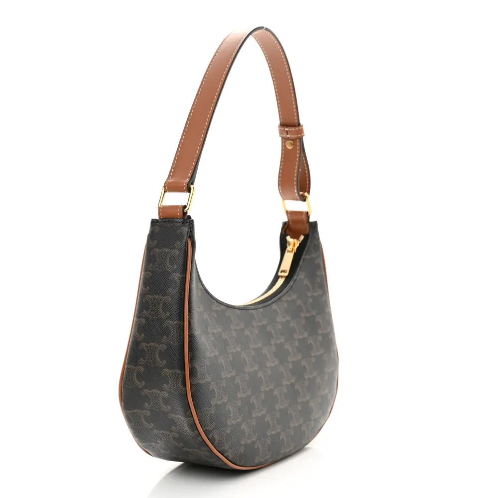 Celine Medium Ava Shoulder Bag Tan Triomphe Canvas & Calfskin Leather Gold Hardware - 图片 3