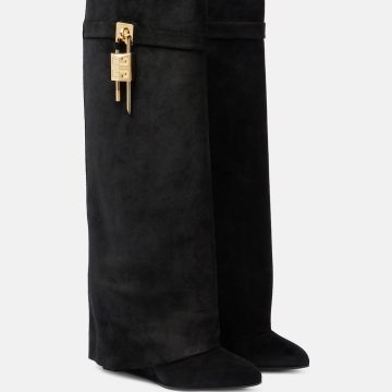 GIVENCHY Black suede knee-high boots