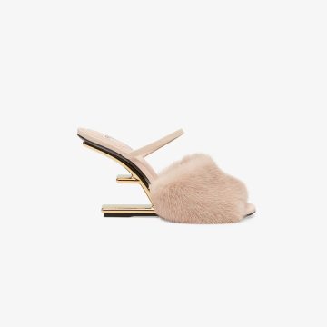 FENDI Pink mink sandals with high heels