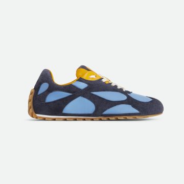 Bottega Veneta Orbit Flash Sneakers In Blue/Ice/Yellow Suede And Nylon Lace-Up Sneaker With Leather Trims