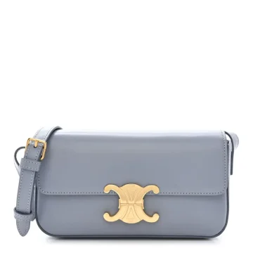 Celine Medium Triomphe Shoulder Bag Arctic Blue Shiny Calfskin Leather